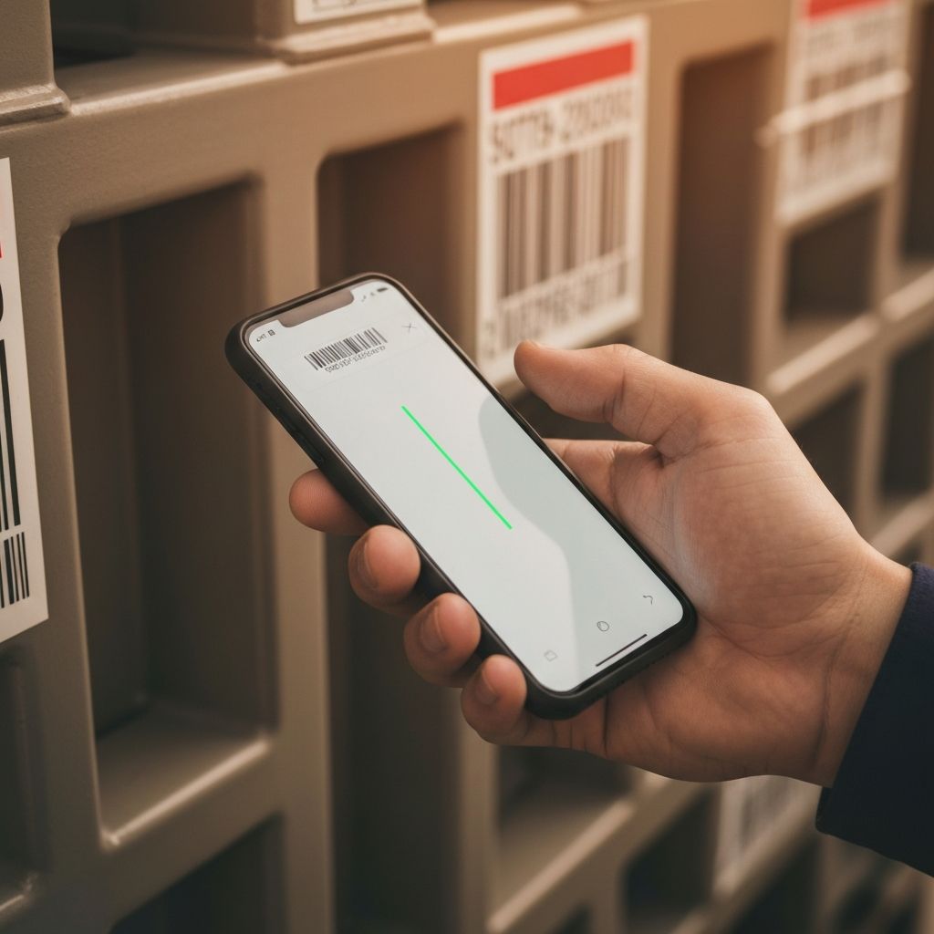 Field worker scanning a barcode with a smartphone